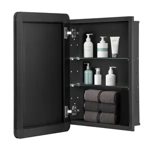 VEVOR Medicine Cabinet, 25.5 x 40 inch, Medicine Cabinet for Bathroom with Mirror,  Aluminum Frame Bathroom Wall Cabinet, 4-layer Adjustable Shelves, Recessed & Wall-mounted Installation