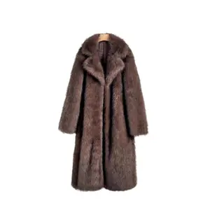 European And American Style Autumn Winter Women's Long Faux Fur Coat With Blazer Collar Faux Fur Jacket Outerwear Womenswear1123