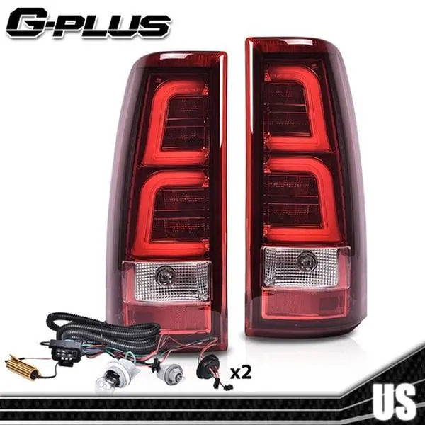 Fit For 1999-2006 Chevy Silverado RED LED Tail Lights Brake Lamps w/ Harness LH+RH 2pcs G-PLUS,car accessories