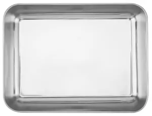 3-Pack Rectangular Stainless Steel Baking Trays – Heavy-Duty, Deep-Rim Serving Pans for Oven Cooking and Food Storage