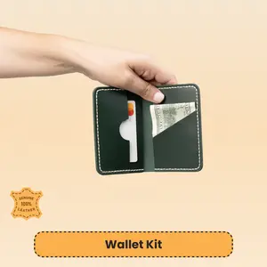 DIY Leather Wallet Kit for Beginners – Make Your Own Handmade Wallet – Full Grain Leather Craft Kit with Tools – Card Holder Wallet