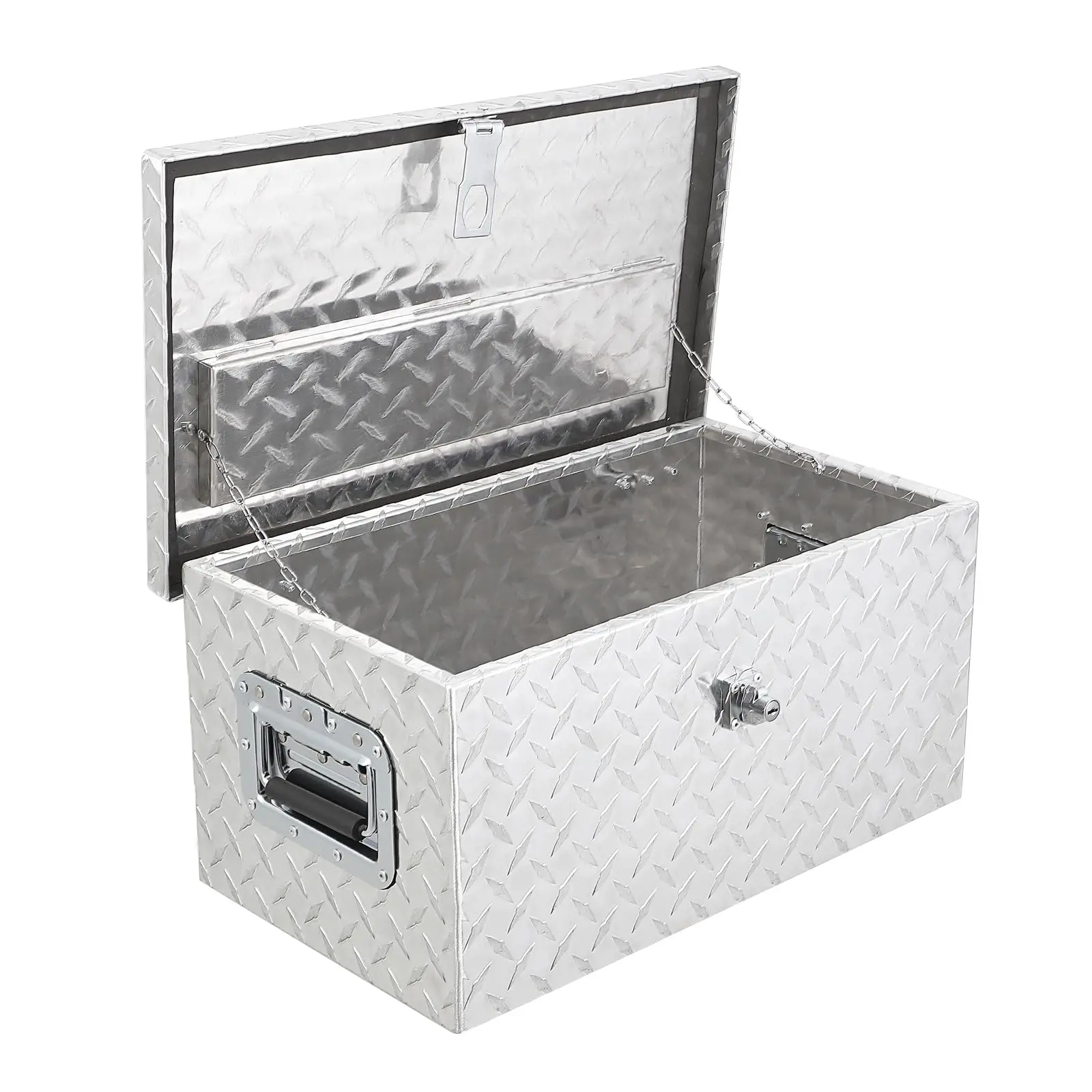GARVEE 20 Inch Aluminum Diamond Plate Tool Box - Heavy Duty, Waterproof Storage Chest with Lock and Keys, Ideal for Pick Up Truck Beds, RVs, Trailers, and Vans; Features Side Handle for Easy Transport and Secure Organization