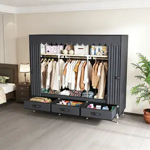 A large-capacity dustproof simple wardrobe with 6 storage spaces and 3 drawers, suitable for families, bedrooms, rental houses, international students, dormitories and various storage scenarios.