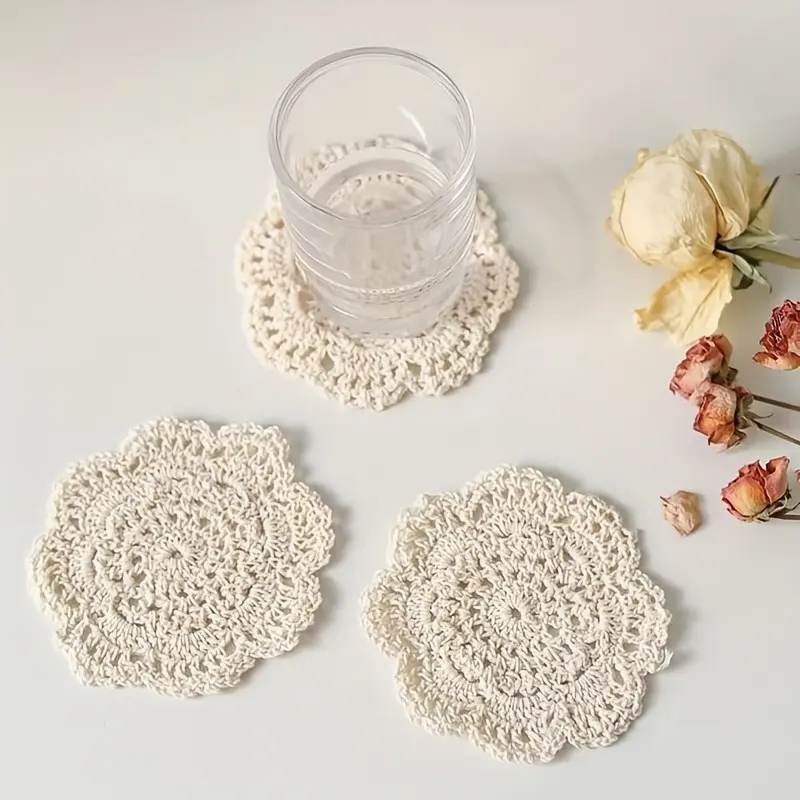 4pcs Coaster, hand-woven Round Coaster, heat-insulated table mat, room decoration