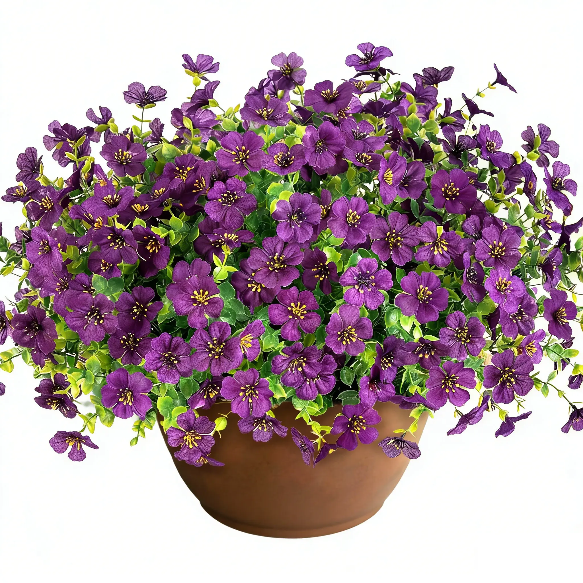 10 Pieces Decorative Colorful Faux Silk Mums - Daisy-Like UV-Resistant Fake Flowers with Realism for Outdoor Decor, Floral Autumn Home Porch Patio Planter Decor, Dark Purple