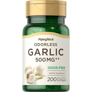 Piping Rock Odorless Garlic Softgels | 500mg | 200 Pills | Herbal Extract Supplement | Odor-Free, Non-GMO, Gluten Free