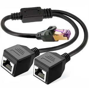Ethernet Splitter 1 to 2, RJ45 Internet LAN Network Splitter Adapter 1 Male to 2 Female Suitable Cat5, Cat5e, Cat6, Cat7 LAN Socket Connector