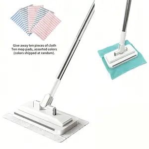 Mini Flat Mop with Long Handle Zero Touch Design Locking Head Gap Dust Cleaner for Floor Wall & Corner Cleaning Set of 1 Mop 10 Disposable Pads Random Colors Ideal for Home Apartment Daily Cleaning