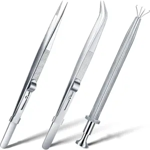 3 Pack Diamond Tweezers Gem Stone Jewelry Locking Tweezers Stainless Steel Diamond Claw Holder Beads Ball Grabber Jewelers Pick up Tool Tongs for Jewelry Making(Claw and Tweezers)
