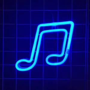 Music Symbol Neon Light, USB Powered Wall-Mounted LED Lamp, Plastic Decorative Music Lover, Suitable for Bar, Bedroom, Party, Wedding