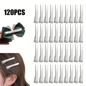 120Pcs/Set Alligator Hair Clips,2.17 Inch Silver Hair Clips,Single Prong Flat Metal Hair Bow Alligator Clips for Bows Making Crafts(5.5cm),Hand Tools Kits,Springtok