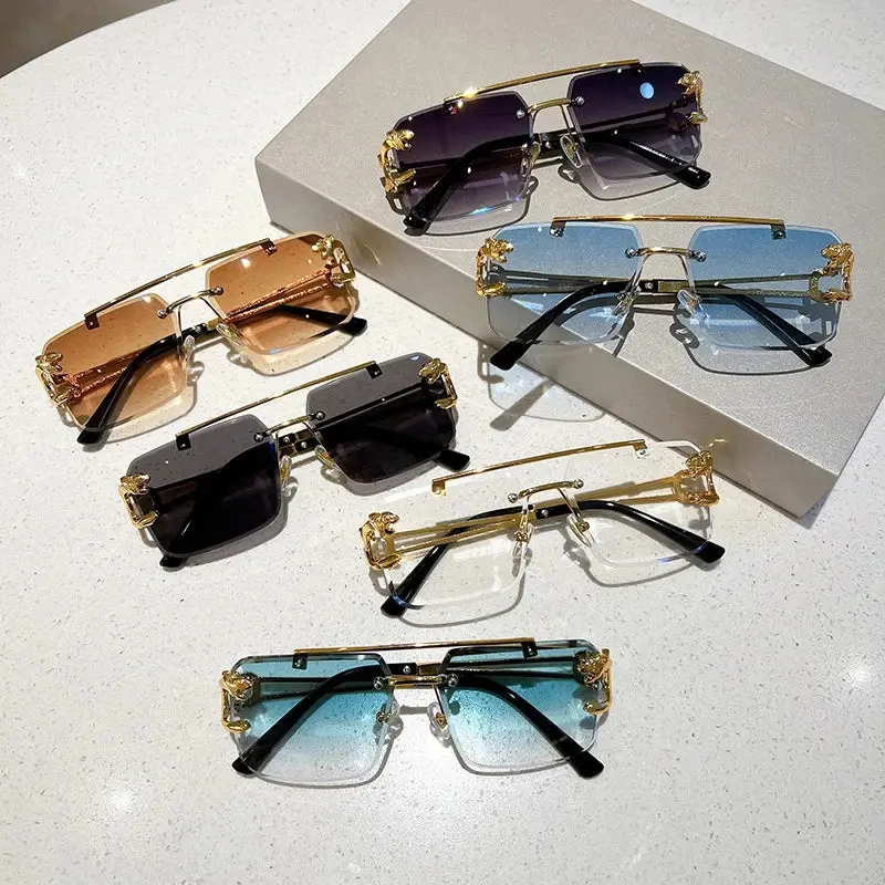 Retro Frameless Sunglasses for Men & Women