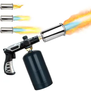 2026 New Upgrade Powerful Propane Torch Gun, Portable High Heat Torch Butane Lighter with 3272°F Adjustable Flame & Safety Lock, for Cooking Outdoor BBQ Steak Sear Sous Vide Charcoal Igniting Welding（Propane Tank Not Included）Gift for Dad