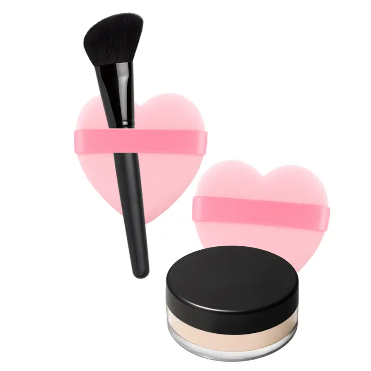 Set of 10 Heart Velour Puffs
