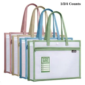 Zipper Pouch, 1/2/4 Pcs/Set Large Pocket Waterproof File Bag with Handle, Foldable Document Storage for Puzzle Project/Cross Stitch/Travel/Office