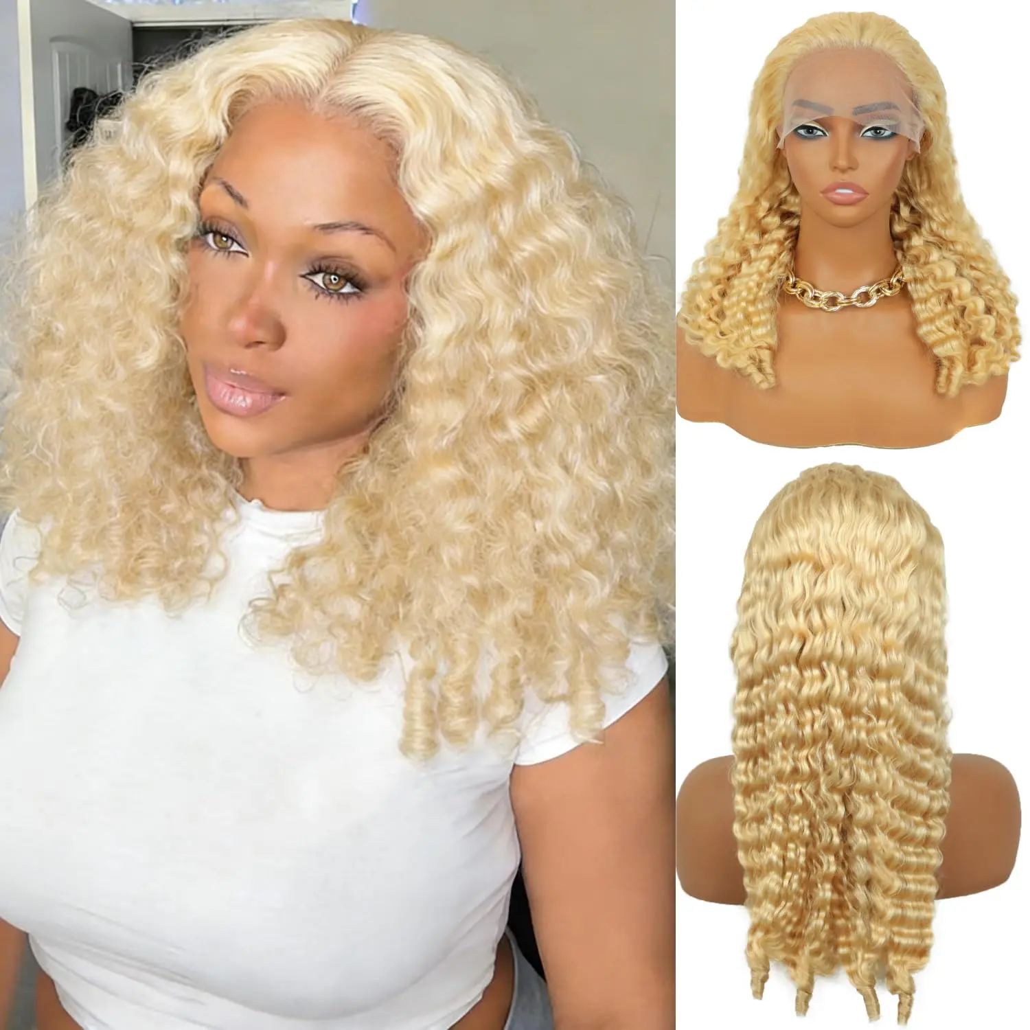 Hotlove 613 Deep Wave Burmese Curly Wig Human Hair 13x6 Lace Front HD Transparent Lace 250% Density Big Spiral Curls Lace Wear Wigs Frontal Lace Wigs