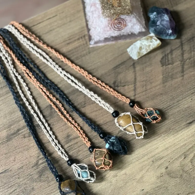 Macrame Crystal Necklace Holder