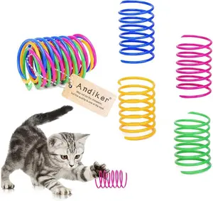 Andiker Cat Spiral Spring, 12 Pc Cat Creative Toy to Kill Time and Keep Fit Interactive Cat Toy Sturdy Heavy Plastic Spring Colorful Springs Cat Toy for Swatting, Biting, Hunting Kitten Toys Hanging Catnip Ball Toy Auto