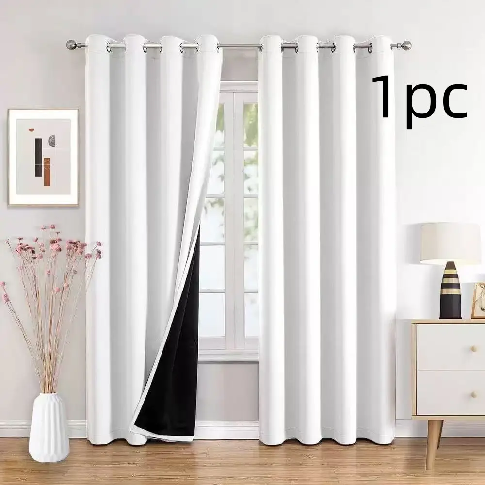 1pc 100% Blackout Curtains, Grommet Top, Ideal for Bedroom & Living Room, Thermal Insulated & Noise Reducing