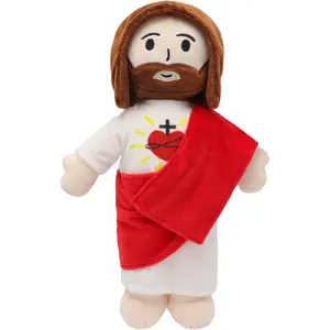 13" Jesus Plush Toy Jesus Stuffed Animal Heart of Plushie Savior Doll for Church Sunday School Religious Easter Gift for Children Kids (White)