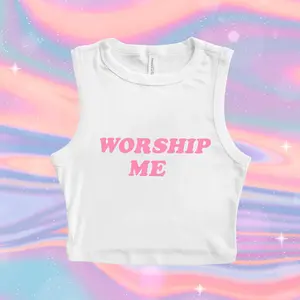 Worship Me Micro Ribbed Tank | Flowy Crop Top | Y2K Clothing | Trendy Top | Graphic Shirt | Cute Gift | Girl Shirt | Y2k Crop Tank Top | Gift for Her
