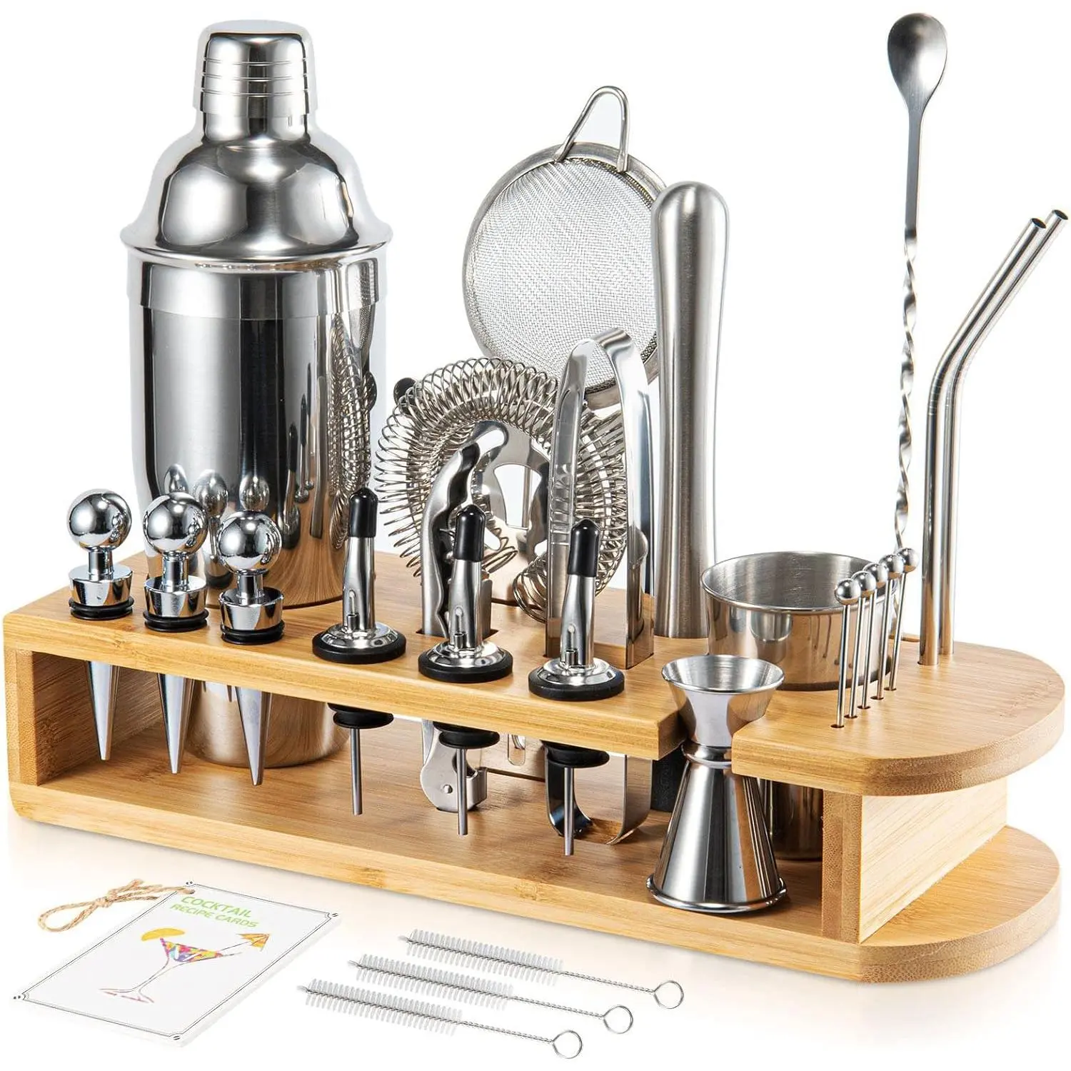 Shaker Set Mixology Bartender Kit with  Stand | 26-  Kit Bar Set with All Essential Bar Tools |   Set and Bar Kit for Drink Mixing Experience