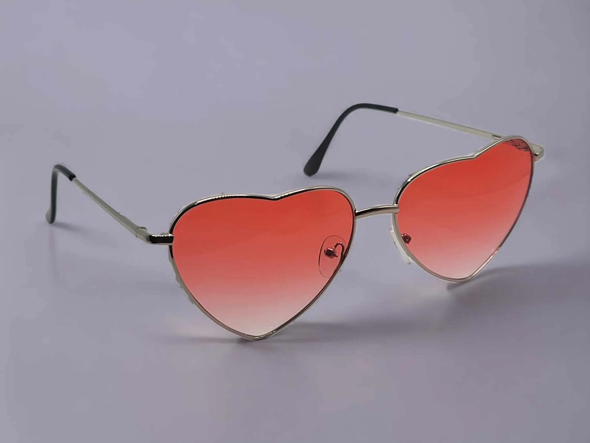 Heart Shape Heart Sunglasses Retro Vintage Silver Frame Pink Lenses