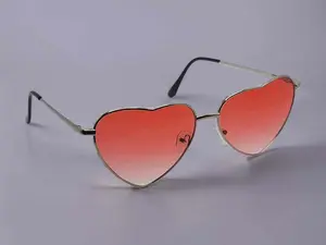 Heart Shape Heart Sunglasses Retro Vintage Silver Frame Pink Lenses