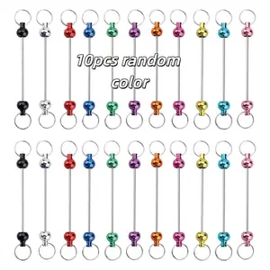 DIY Beaded Keychain Straps, Detachable Decorative Connectors with Dual Ring Heads, Blank Beadable Keychains for Handmade Accessories