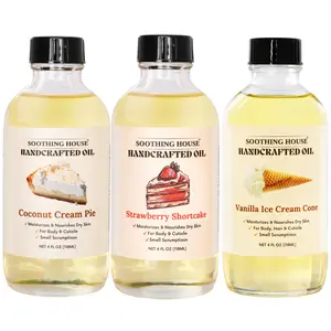 Dessert Lover Body Oil Trio – Vanilla Ice Cream Cone, Coconut Cream Pie & Strawberry Shortcake – Sweet Scented Body Oils for Women – Long-Lasting, Lightweight, Moisturizing Skin Oil Set