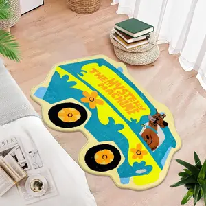 Cartoon Graffiti Bus Pattern Carpet, Cartoon Pattern Rug, Decorative Rug, 1 Count Soft Comfortable Carpet, Non-slip Floor Mat for Home Living Room Bedroom Hotel Dormitory Decor