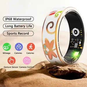 Fashion Enamel Smart Ring with Video & Photo Gesture Control, Fitness Tracker, Multiple Modes, Pedometer, 5atm Waterproof, Long Battery Life, Wearable Pedometer