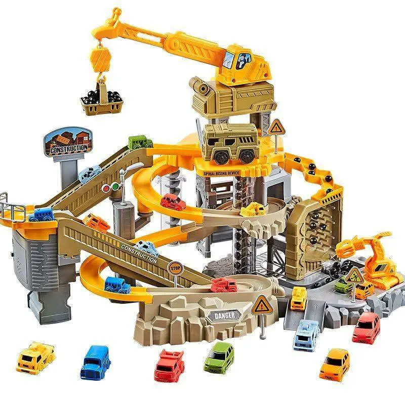 Construction Truck Track Toy Set for Kids 4-8 – Electric Excavator & Dump Truck Race Track, STEM Building Playset, Large Gift for Boys