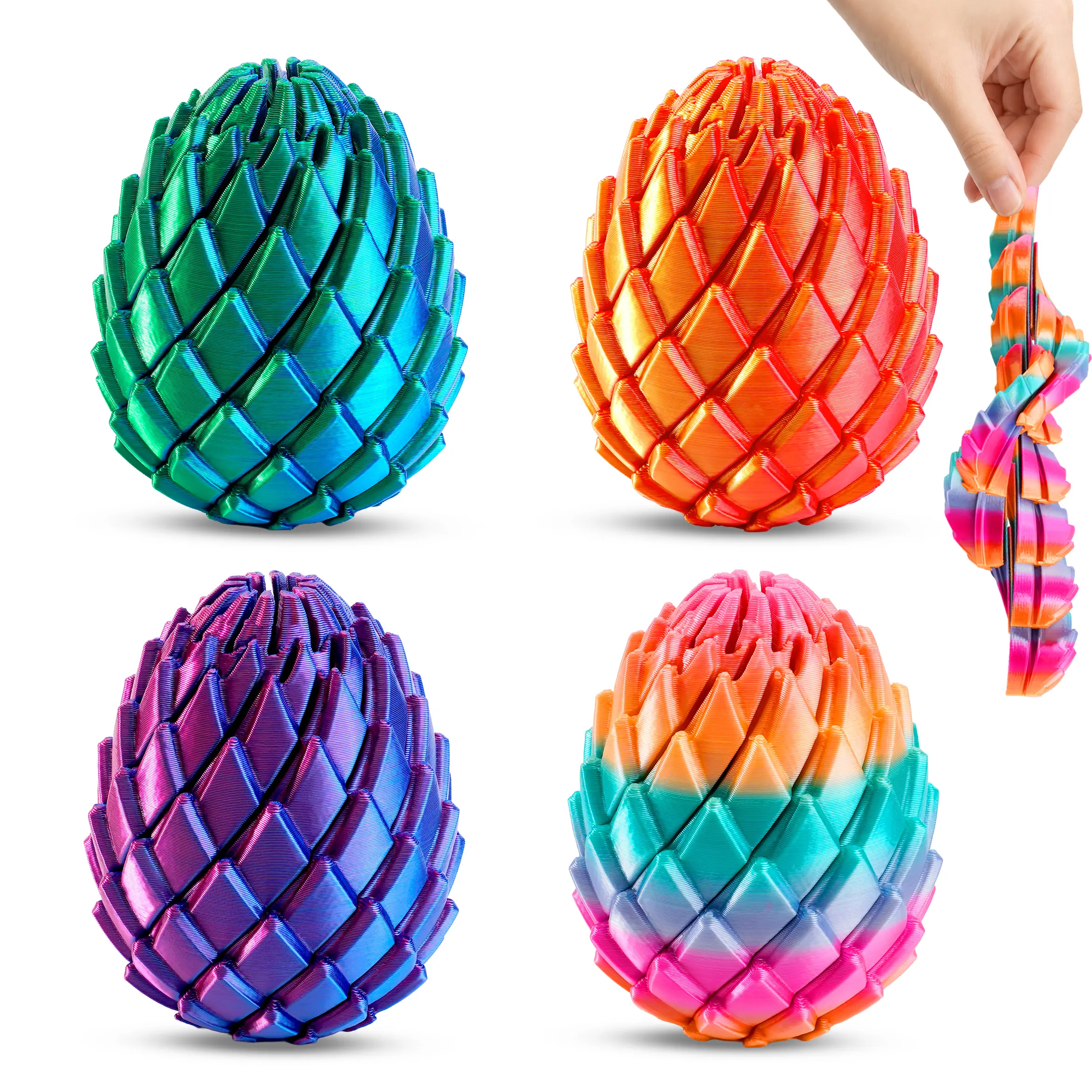 3D Printed Twisty Dragon Egg Fidget Toy - Spiral Slippery, Rotating 8+ Years Stress Relief Sensory Pocket Desk Toy for Adults, ADHD Focus & Anxiety Relief (Blue-Purple)
