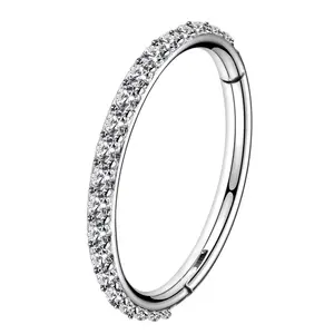 OUFER 20G Unisex 316L Stainless Steel Multi-Size Round Hoop Nose Piercing Jewelry - Mix-Color Sparkling Rhinestones, 9mm-12mm for Lobe Piercings & Daily Wear