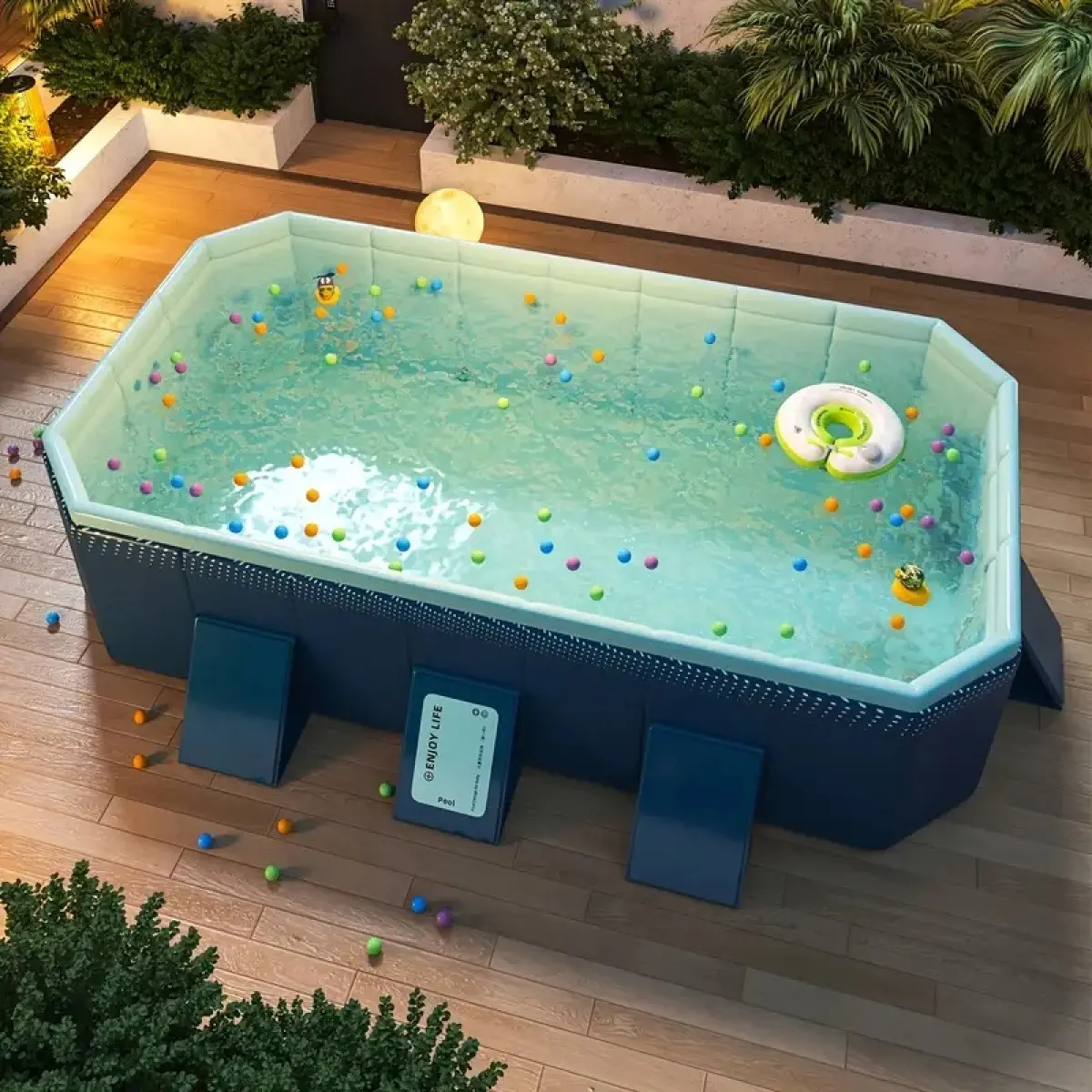 Non-Inflatable Foldable PVC Backyard Pool (100.78x65.74x19.68in, 450GAL/1700L) - Large Capacity Outdoor Pool for Kids, Patio, Garden Summer Cooling