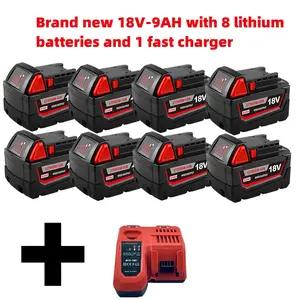 【Newly Upgraded】18V9AH battery+1 fast charger Replacement Battery for milwaukee battery M-18 Battery Pack Compatible with milwaukee battery 18-volt original charger sds max