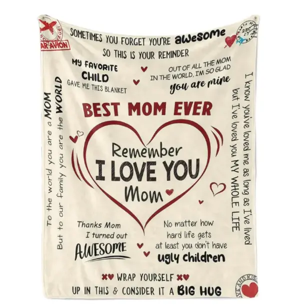 Flannel Fabric Plush Blanket - Sentimental "I Love You" Mother's Day Gift for Adults, Cozy Bedtime Bedding Throw with Glam Look, Perfect for Special Occasions