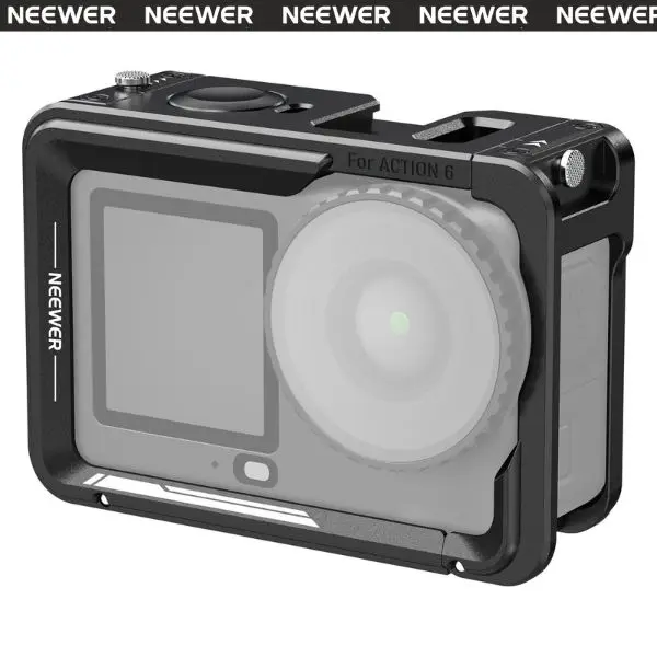NEEWER AC054 Aluminum Action Camera Cage for DJI Osmo Action 6 - Magnetic Port, Charging Equipment, Cold Shoe Mount, 1/4" Thread for Selfie Vlogging & Photography (TikTok Shop Back to School), Connection