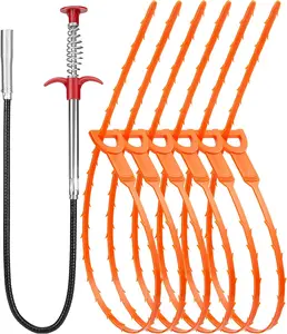 7 Pack 20-25 inch Drain Clog Remover Tool, Drain Cleaner & Sink Snake for Shower, Kitchen Sink, Bath Tub & Bathroom Use