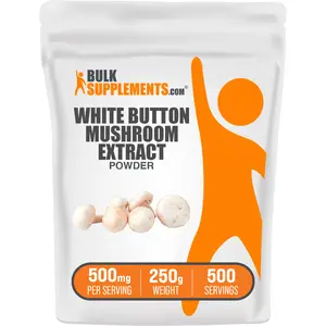 BulkSupplements - White Button Mushroom Extract Powder - Heart Health - Digestive Support - 100g-1kg - 500mg per Serving