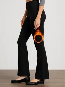 Fleece Lined Leggings for Women Winter Flare High Waisted Tummy Control Soft Yoga Pants with 4-Way Stretchy Fabric