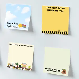 4pcs Humorous Office Sticky Notes, Office Supplies, 3x3 Inches, 50 Sheets Per Pad, Funny Cartoon Quotes, Ideal for School, Home, Gifts