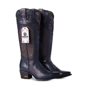 Joss WR Navy Palermo – Genuine Leather Cowboy Boot for Women | Marie RT Last | Leather Sole
