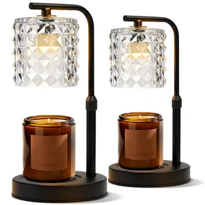 Mother’s Day Gifts 2-Pack Crystal Cube Candle Warmer Lamp, Height-Adjustable Dimmable Timer Light with 2 Bulbs for Candle Wax Melts, Modern Vintage Home Decoration Items, Ideal Gift for Women for Birthday/Mother's Day, Two Packs