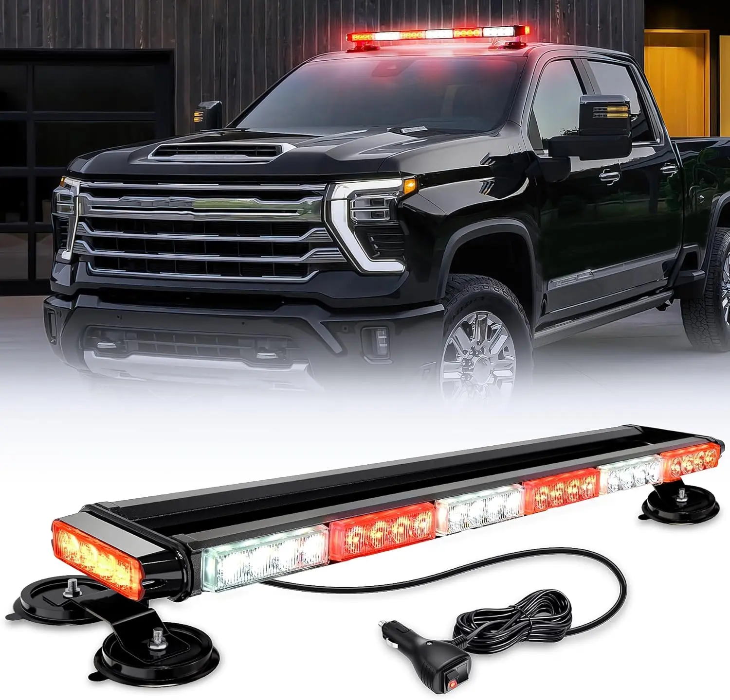 Nilight 29.5-Inch 56-LED Strobe Light Kit - Magnetic Mount Flashing Light, 12V/24V Compatible Aftermarket Truck Accessories for Construction Vehicles, Tractors, Strobe Light Module, Led Work Light