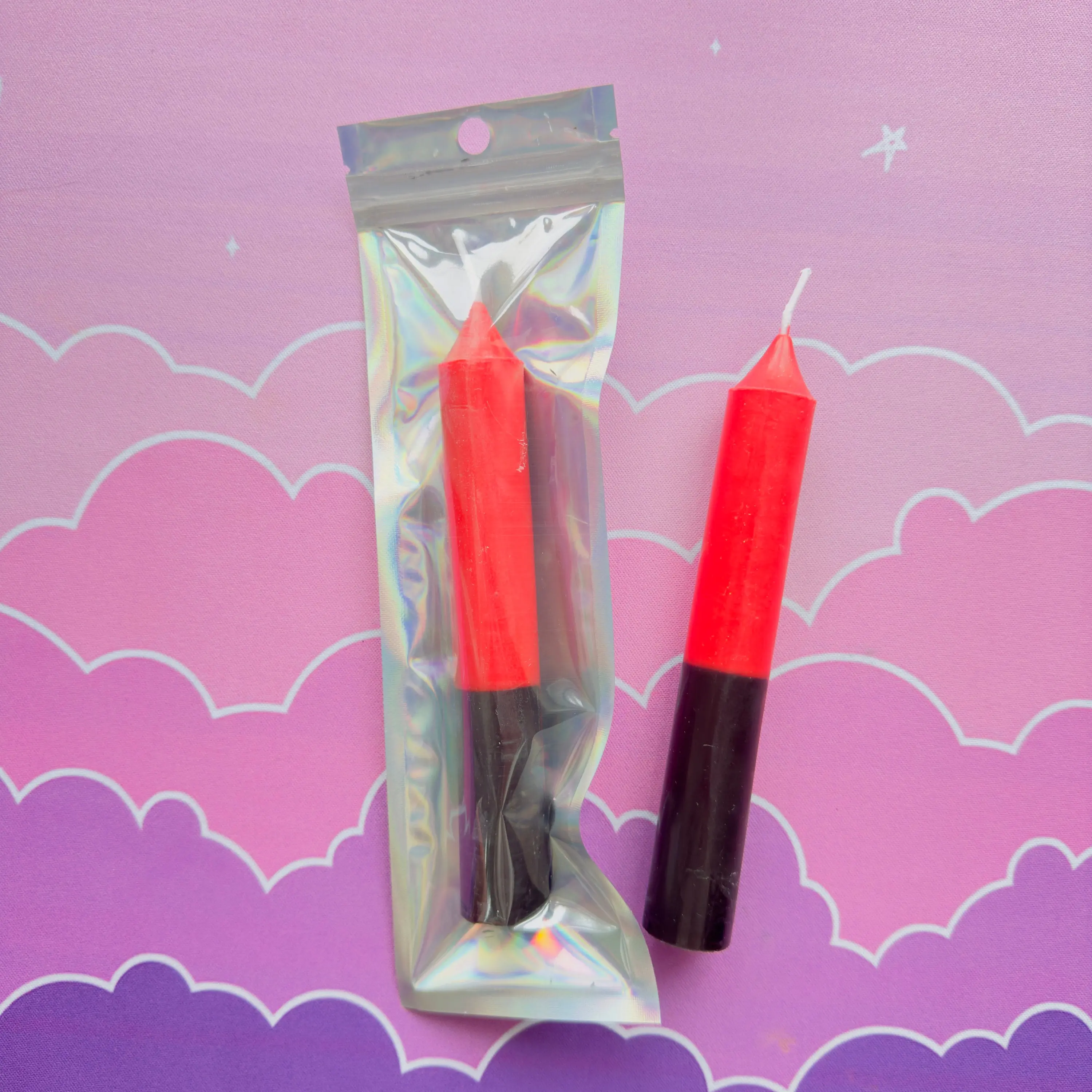 Reversing Spell Candle: Black and Red, Hand-Poured 6in