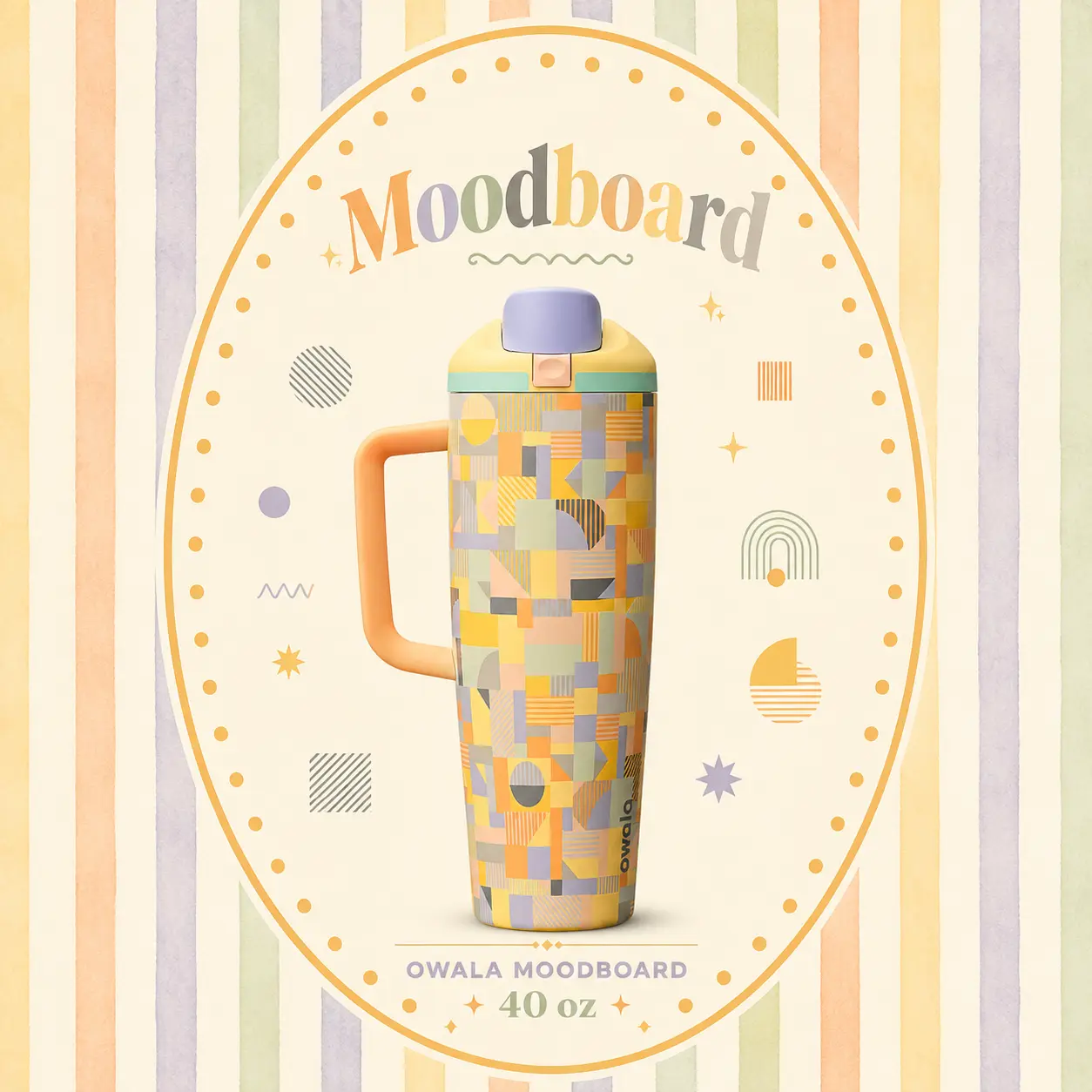 [NEW] Owala Moodboard 40oz FreeSip Water Bottle – Colorful Art Girl Edition Vacuum Insulated Stainless Steel Leakproof Bottle, Gift for him