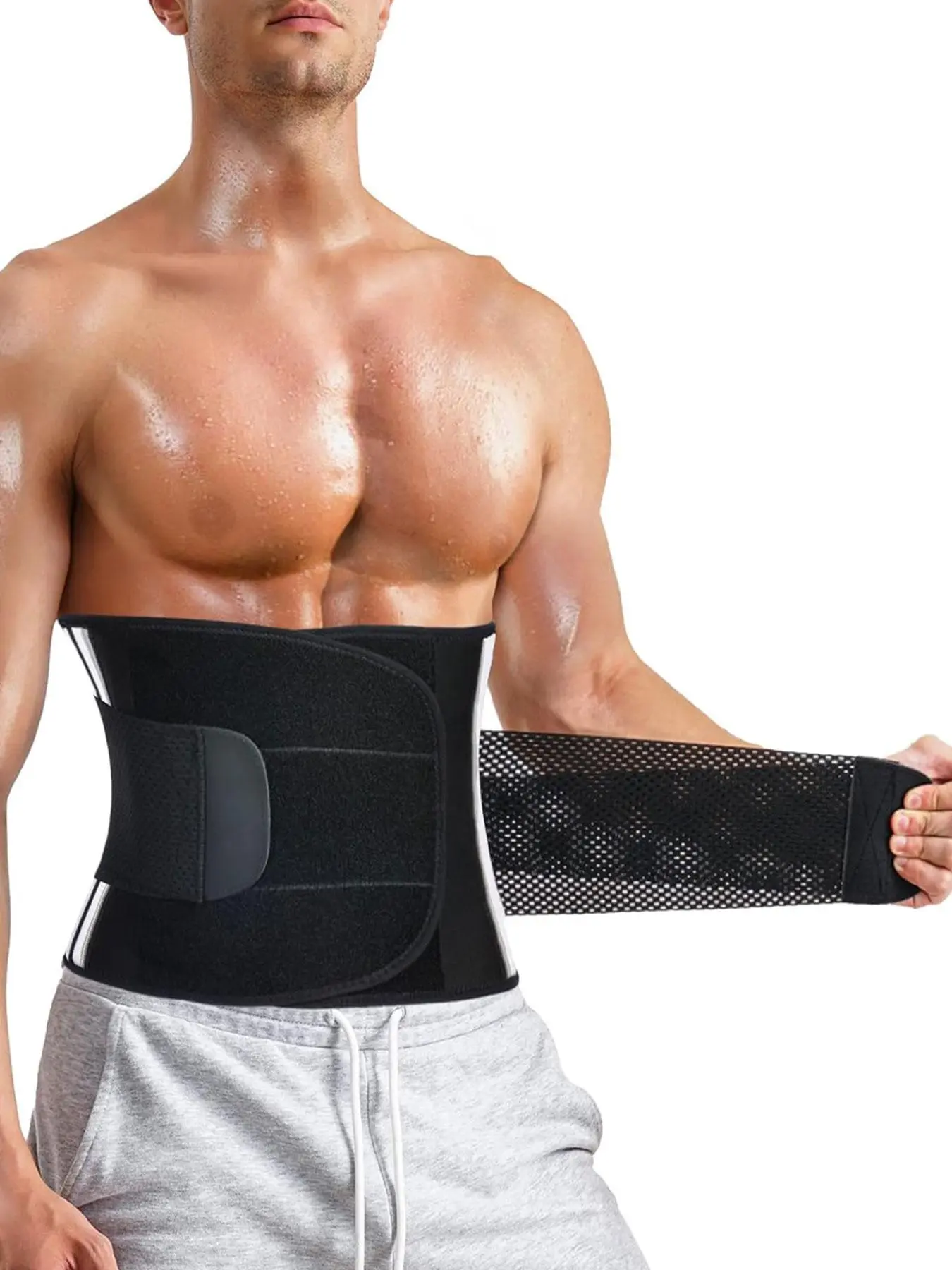 Men's Solid Color Waist Trainer Trimmer, High Stretch Waist Cincher, Waist Compression, Waist Control, Waist Trainer for Men, Shapewear for Men, Shapewear Body Sculpting, Waist Training Belt, Waist Body Shaper