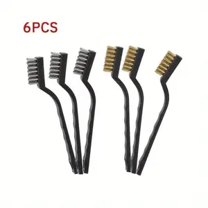 6 Pcs Mini Cleaning and Rust Removal Industrial Wire Brush Stainless Steel Wire Brush Dirt Hard Cleaning Toothbrush Household Cleaning Tool House Cleaning Tools